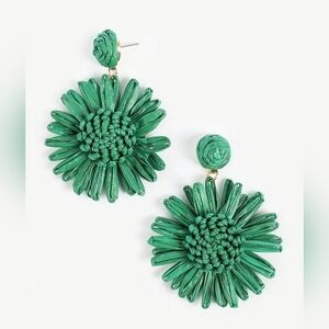 Maurices Teal Floral Raffia Drop Earrings-NWT